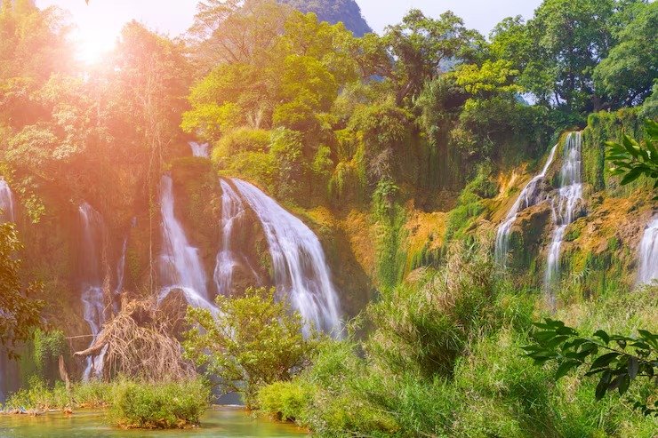 Close-up of waterfall